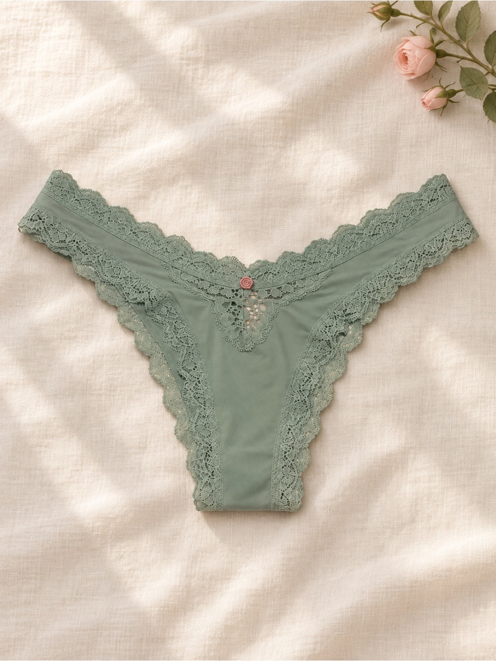 NWT Victoria’s Secret Dream Angels Sage Green Lace Thong Small S